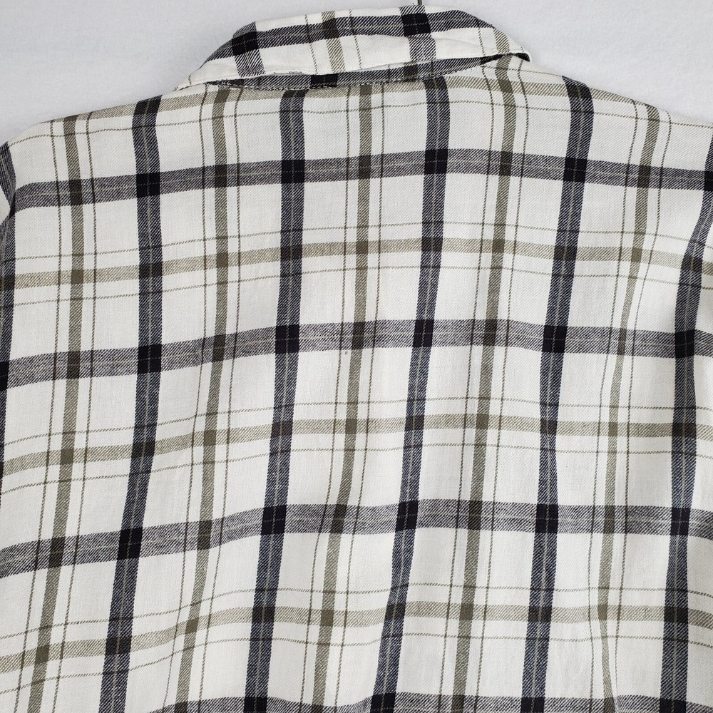 Asos Design Mini Skater Shirt Dress Women 12 CreamBlack Plaid Cotton Drawstring - Picture 7 of 16